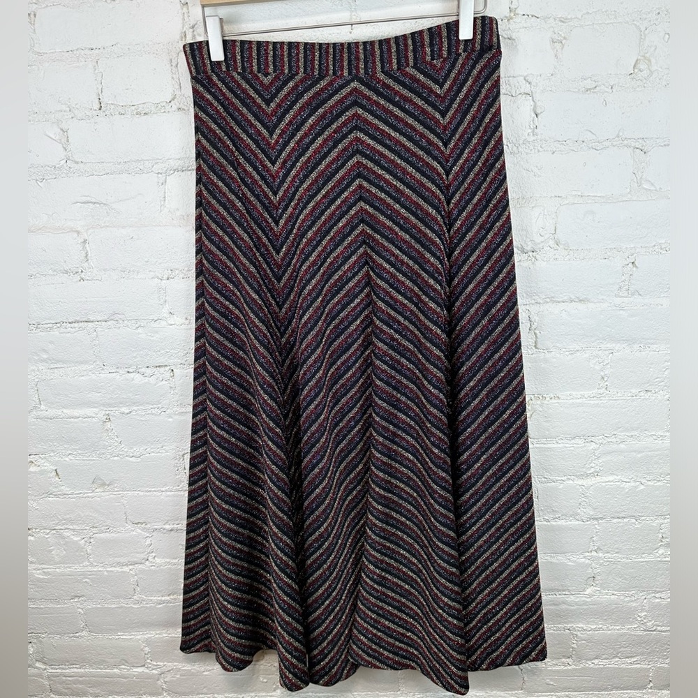Anthropologie Maeve Metallic Striped A-Line Sparkly Skirt Women’s Size Medium
